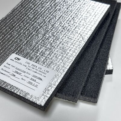 Ημιανοιχτό κύτταρο PO Foam μαύρο ηχητικό μονωτικό φύλλο με πλάκα αλουμινίου και αυτοκόλλητη βάση αποτελεσματική μείωση θορύβου θερμική μόνωση για συστήματα αεραγωγών και γενικές κατασκευές
