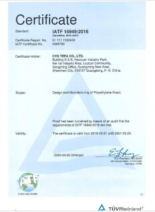 Διασταυρωμένο Κλειστό Κελί Πολυολεφίνης Φόμις XPE / IXPE Θερμική Απομόνωση φύλλο για την Κατασκευή & HVAC 26